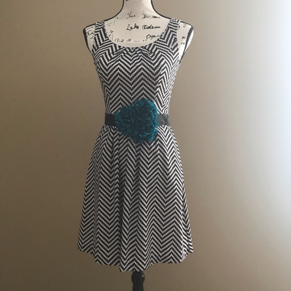 WHBM Chevron Dress With Floral Accent
